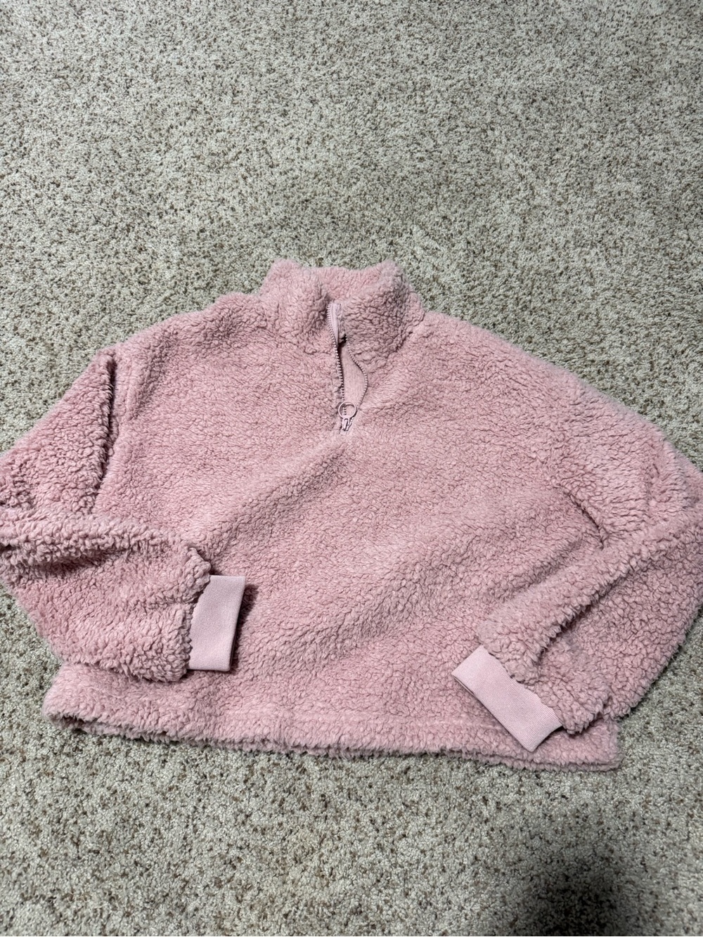 Love Tree Dusty Pink Sherpa Half-Zip Pullover